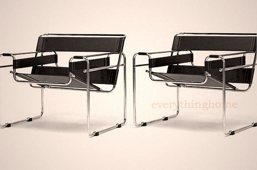 2 Black Faux Leather Strap and Chrome Bent Steel Tube Accent Lounge Chair