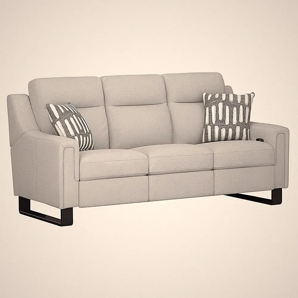 2P SOFA W / DROP DOWN TABLE, STORAGE DRAWER & 2 PILLOWS - CREAM