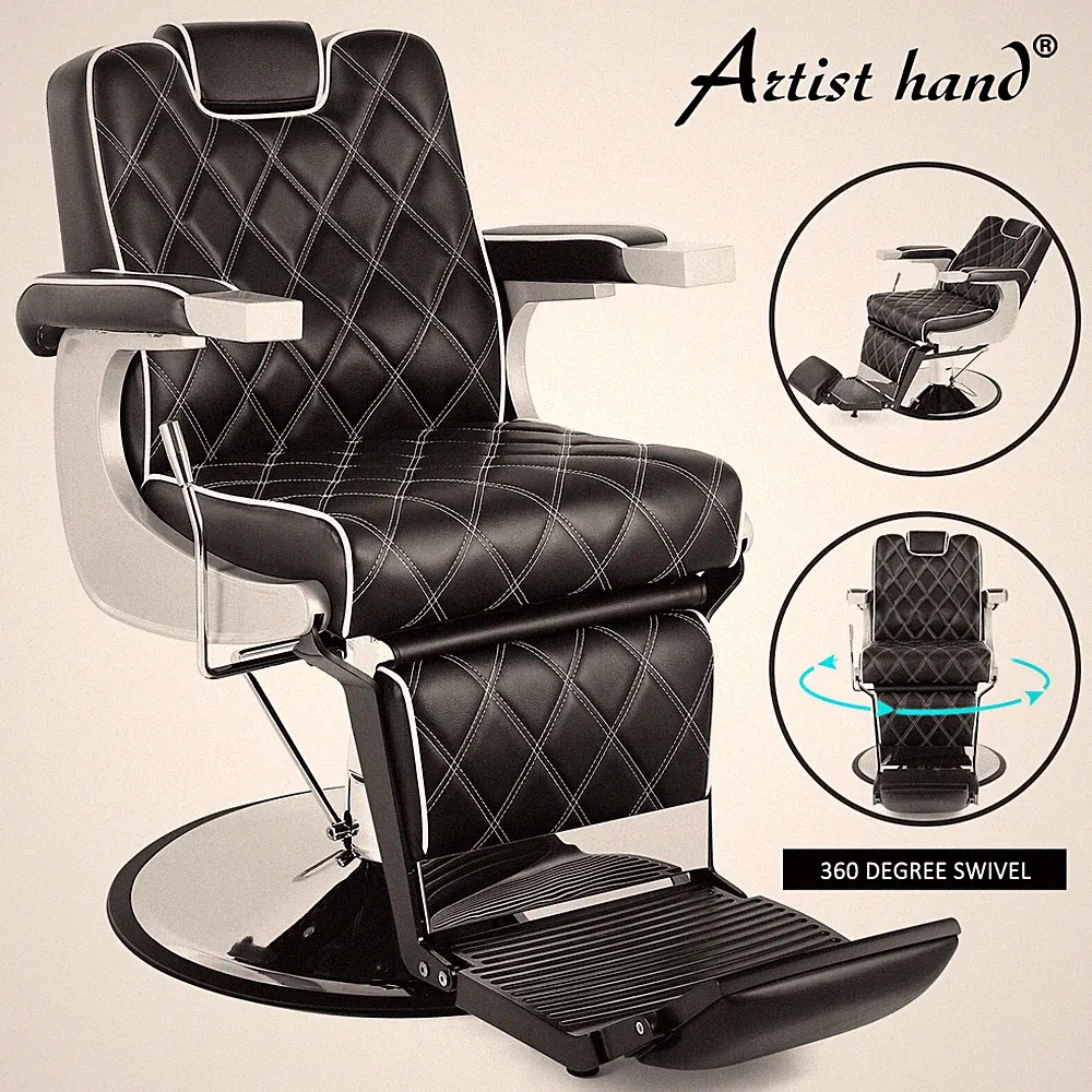360 Degree Swivel Heavy Duty Hydraulic Black Recliner Barber Chair Tattoo Salon