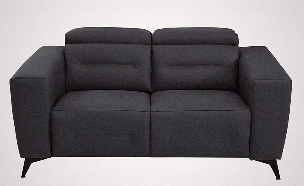 65 Gray And Black Italian Leather Power Reclining Loveseat