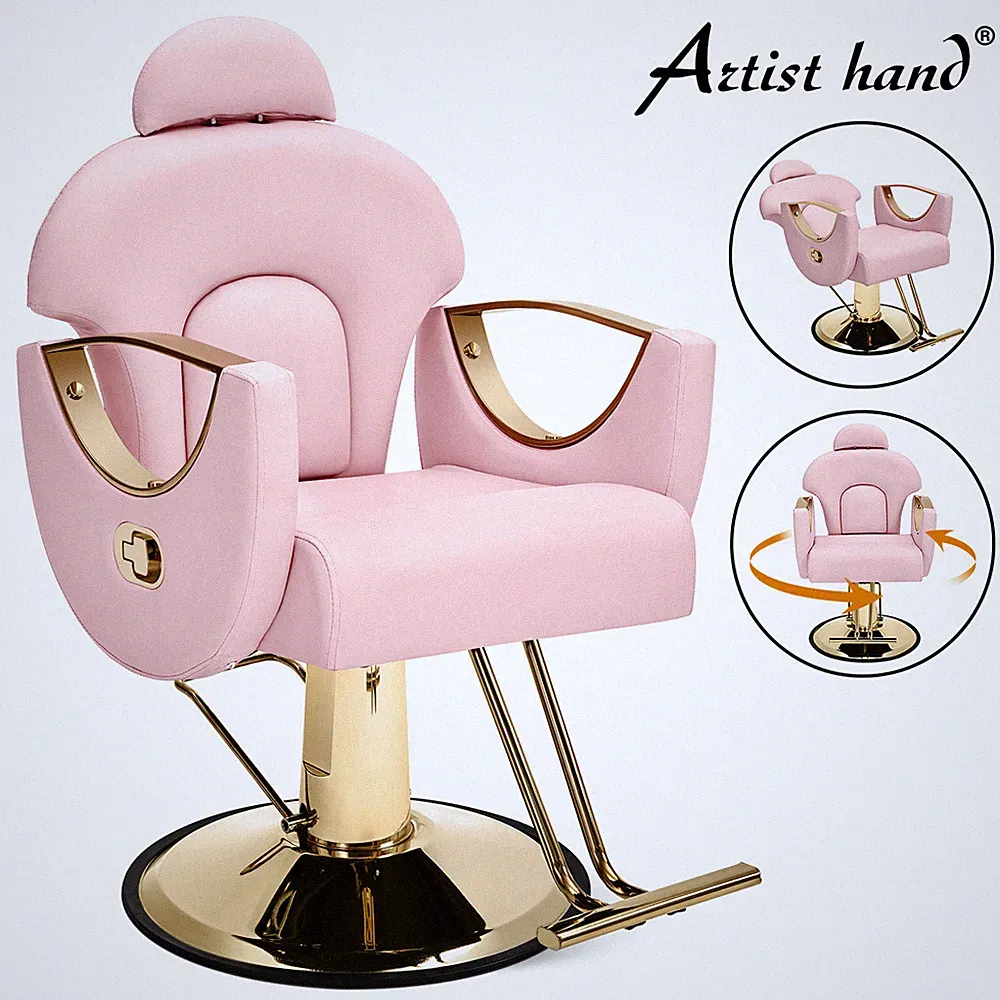 Pink/Black All Purpose Reclining Hydraulic Barber Chair Salon Beauty Spa Styling