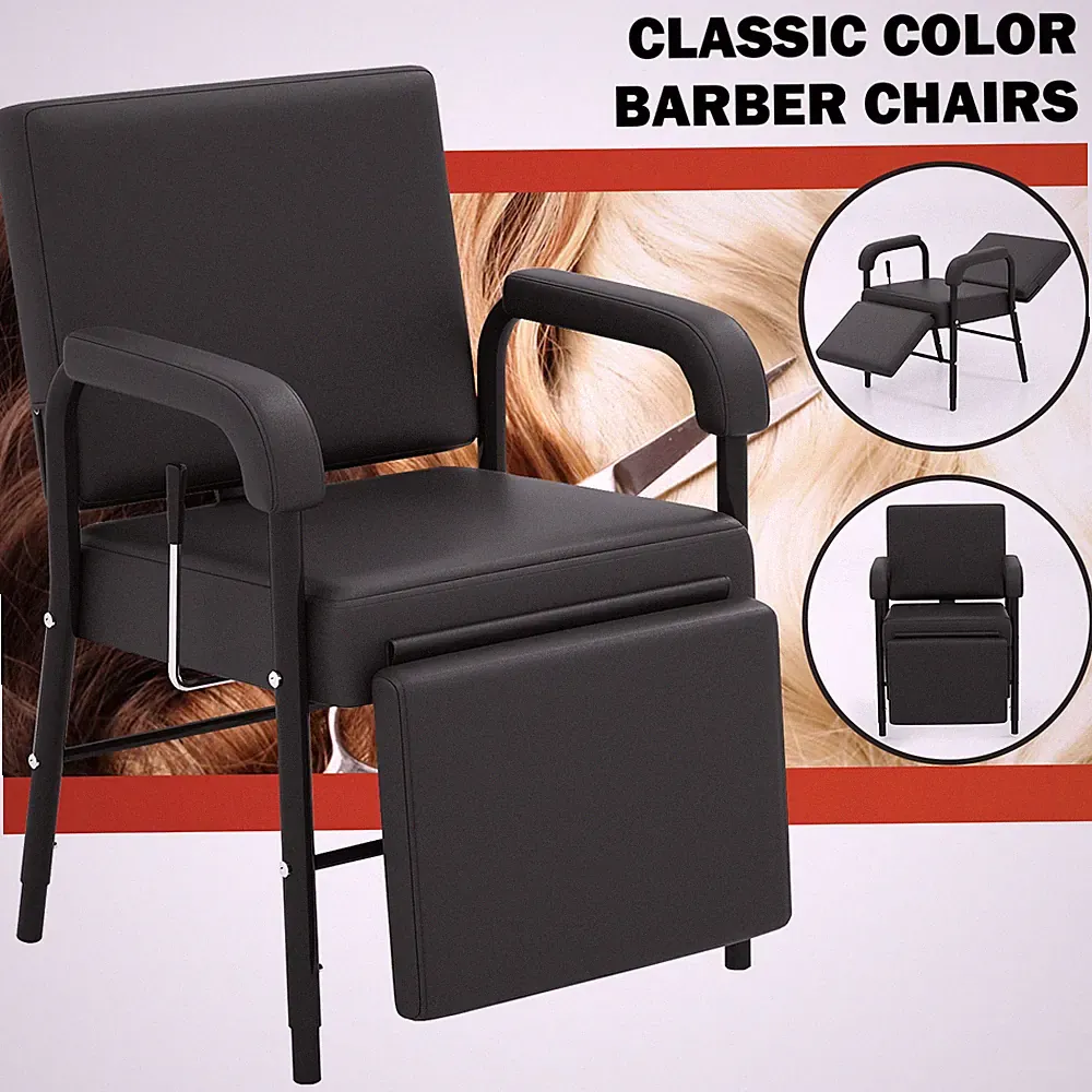 Black HeavyDuty Adjustable Recline Barber Shampoo Chair Salon Beauty LegSupport
