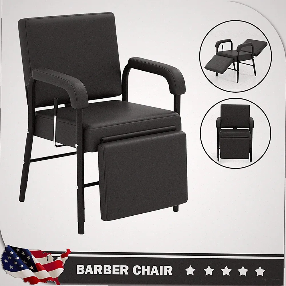 Black Reclining Barber Shampoo Chair Heavy Duty Salon Spa Beauty w/Legs Support