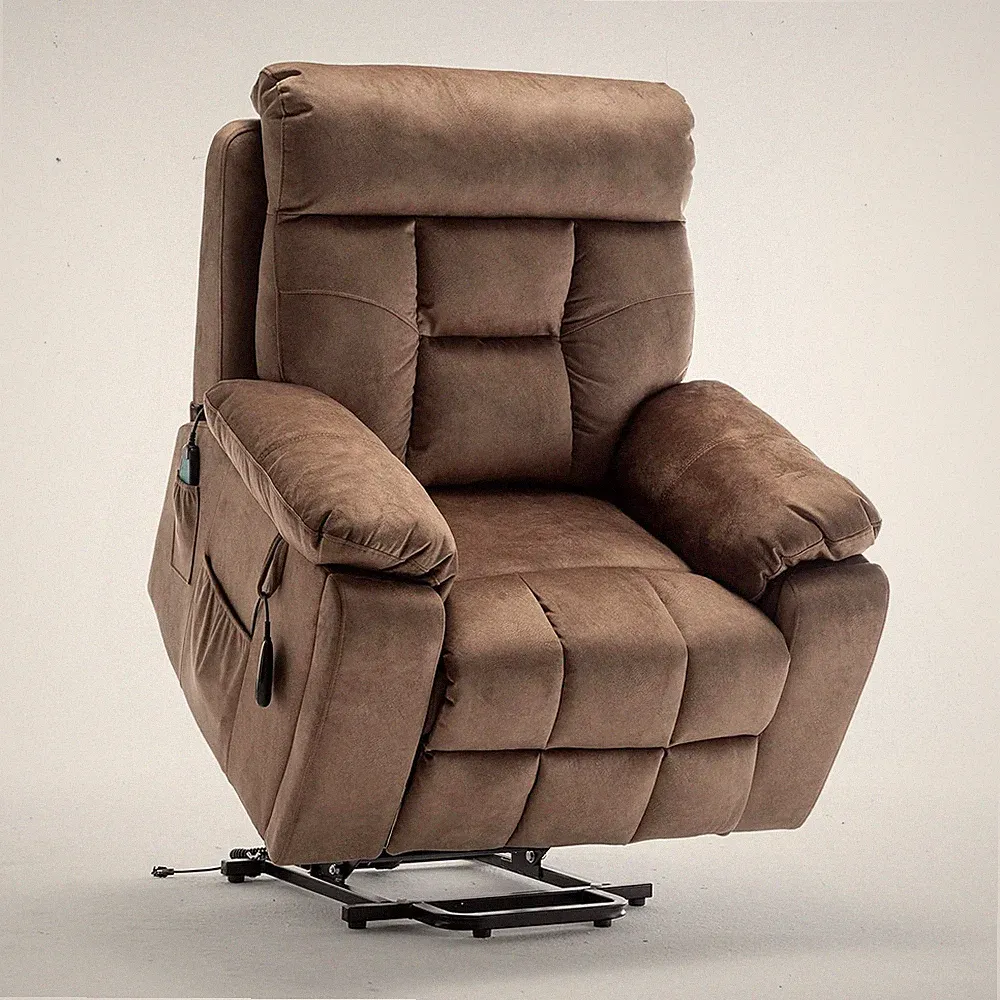 Electric Power Lift Recliner Sofa with Massage & Heat for Elderly, Brown