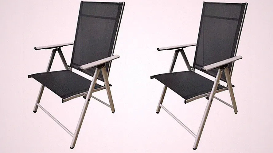 Garden Chair Outdoor High Back Recliner Folding 9 Positions Black/Silver