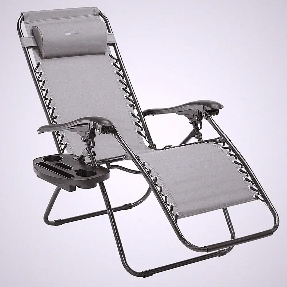 Heavy Duty Zero Gravity Chair with Adjustable Reclining, Large Side Table, Gr...
