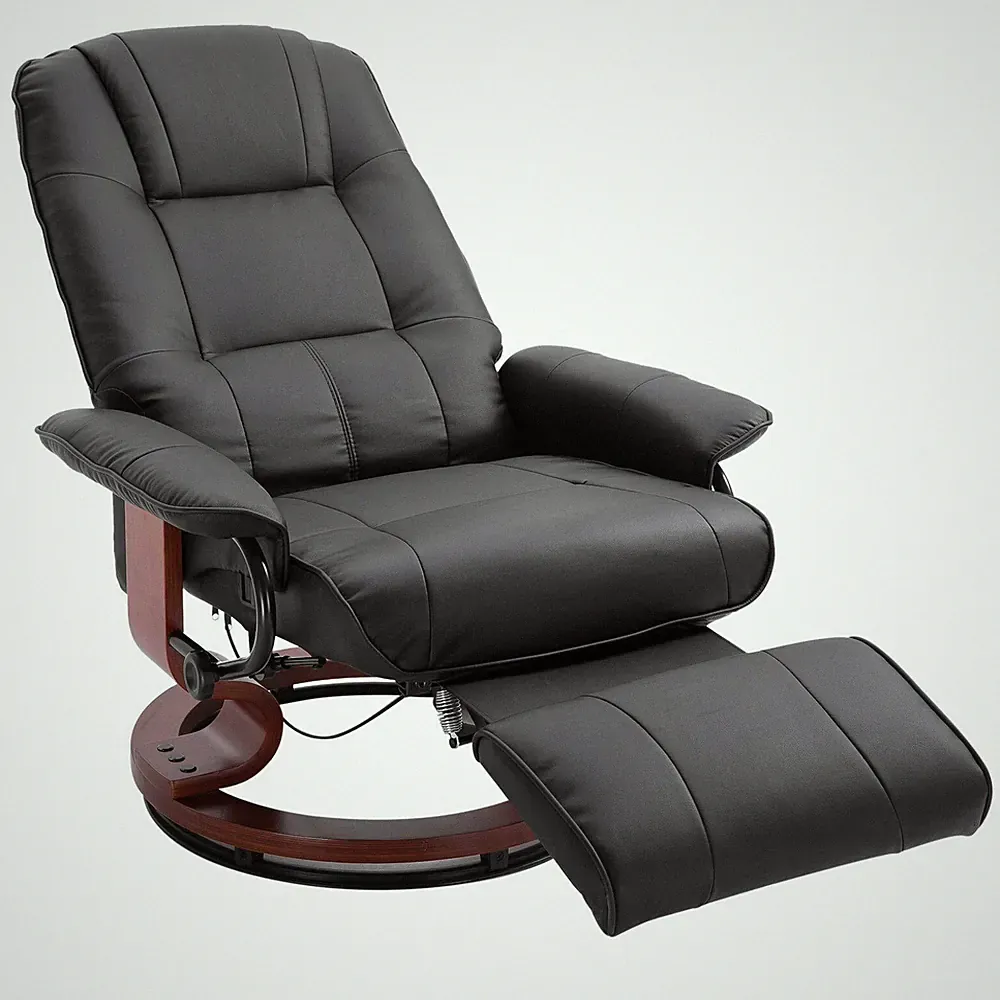 HOMCOM Faux Leather Manual Recliner, Adjustable Swivel Lounge Chair Footrest New