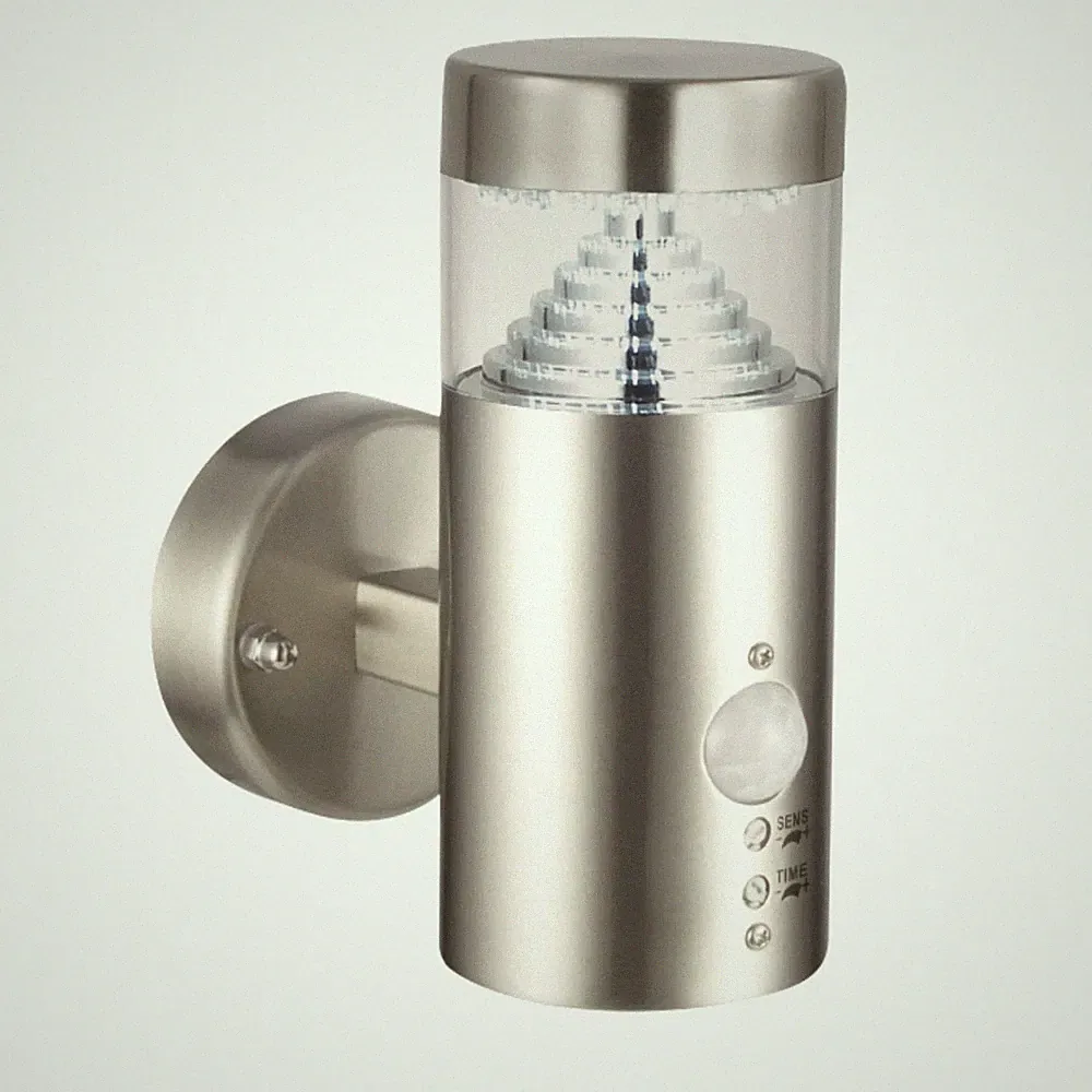 Modern Stainless Steel Outdoor Security LED Wall Light Motion Sensor IP44 Porch
