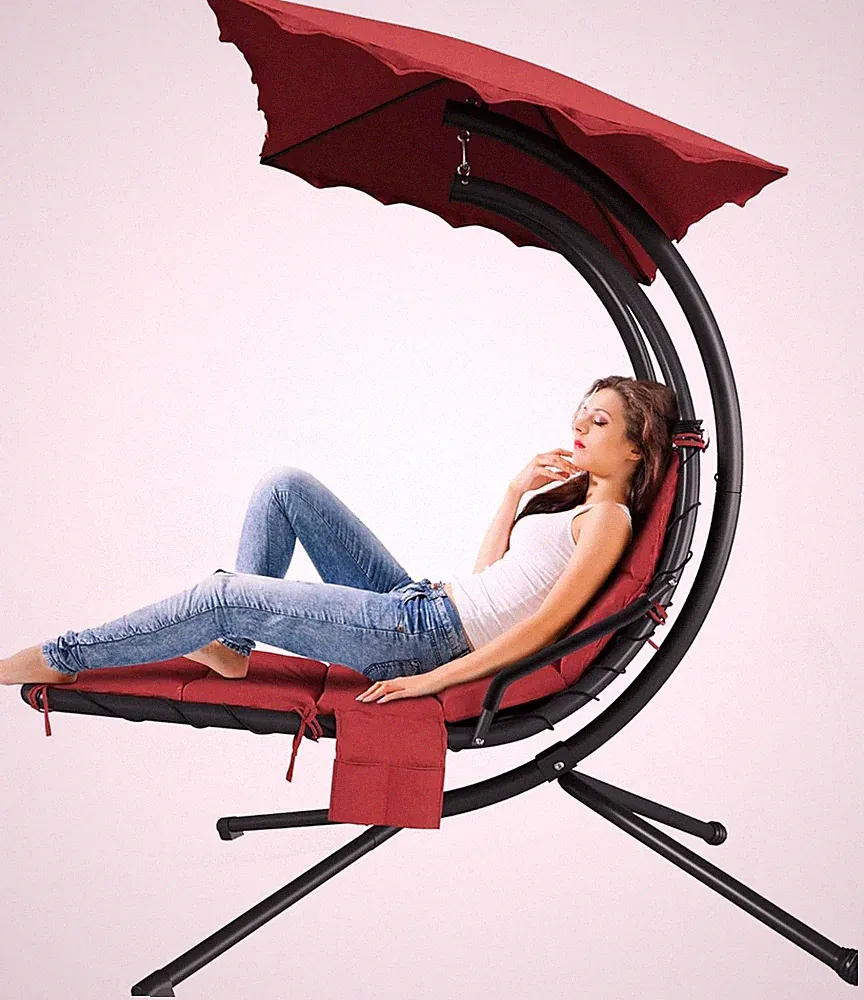 Outdoor Patio Chaise Lounge Chair Swing – Ergonomic Design, Weather Resistant